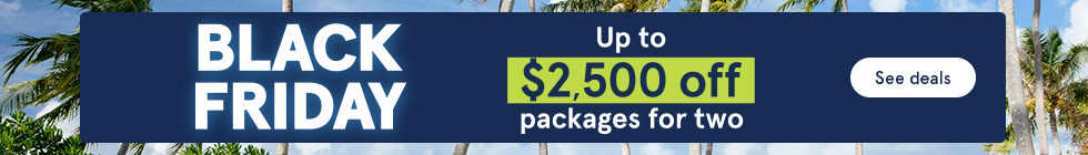 Promotion. Black Friday. Up to $2,500 off packages for two. See deals.
